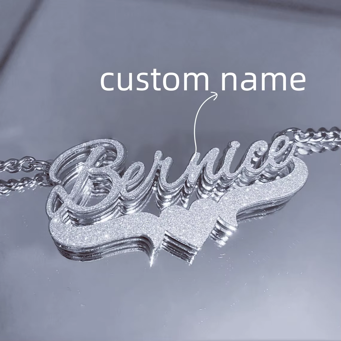 Collier personnalisé avec nom scintillant, en or, Double nom, délicat et minimaliste, bijoux avec no