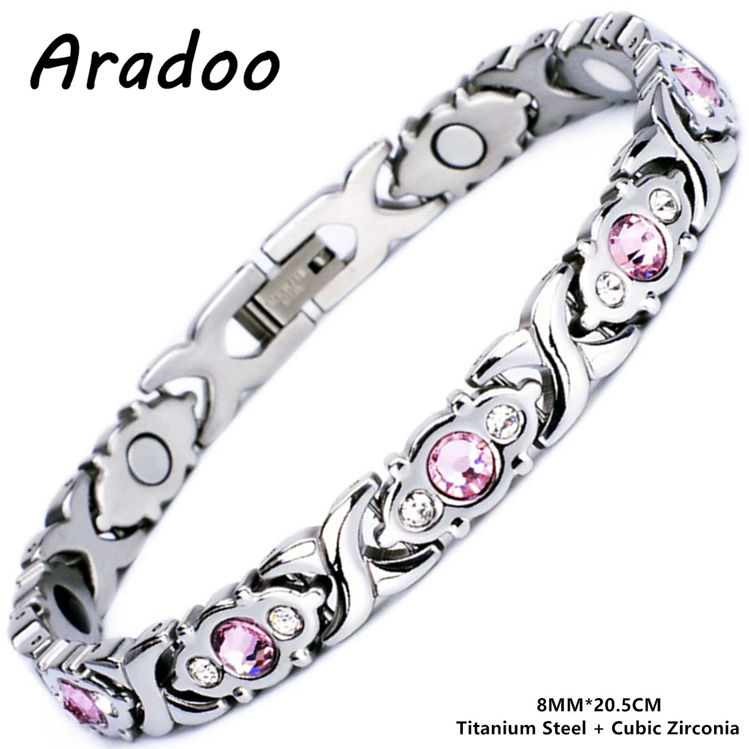 ARADOO titane acier cristal Bracelets pour femme classique en acier inoxydable zircone lien Bracelet
