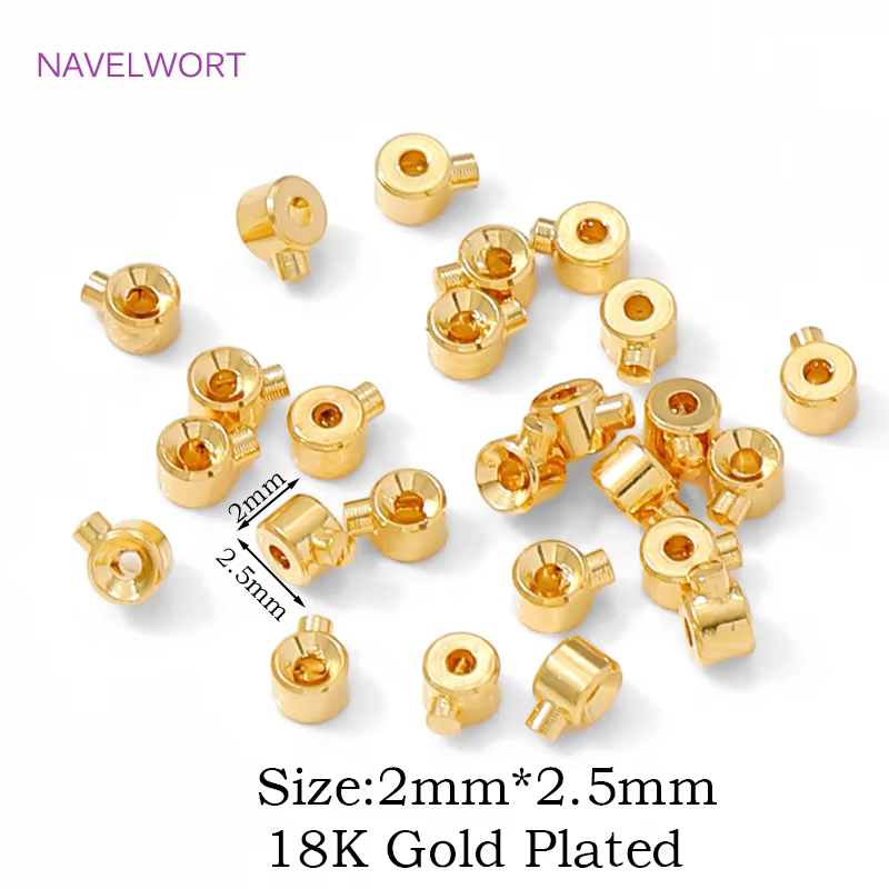 Perle d'extrémité à sertir ronde plaquée or 18 carats, perles à sertir en laiton pour fournitures de