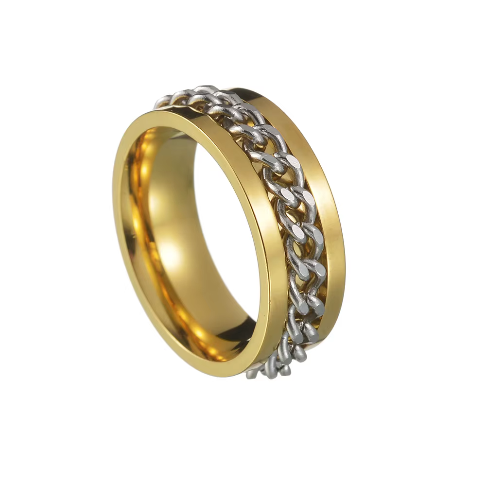 Bague rotative JOFidget en acier inoxydable pour hommes, Spinner en métal, Anneau souligné pour l'an