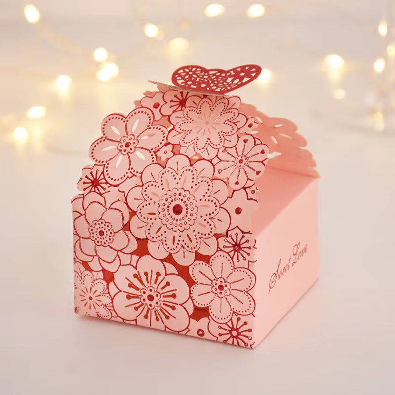 Boîte à Bonbons Papillon Rose, Emballage Cadeau pour Invités, Mariage, ixd'Anniversaire, Baby Shower