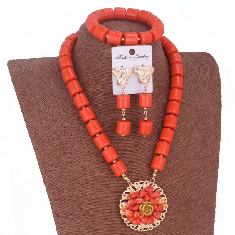 Ensembles de bijoux de mariage traditionnels nigwin pour femmes mariées, perles de lieux artificiels