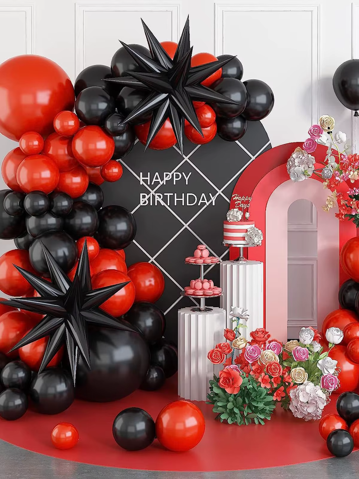 Ballon de mariage sur le thème noir et rouge, ensemble de décoration de fête d'anniversaire pour hom