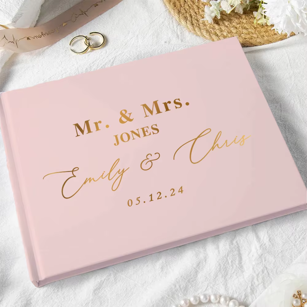 Livre d'or de mariage personnalisé avec stylo, livre d'or de réception personnalisé, livre de signat