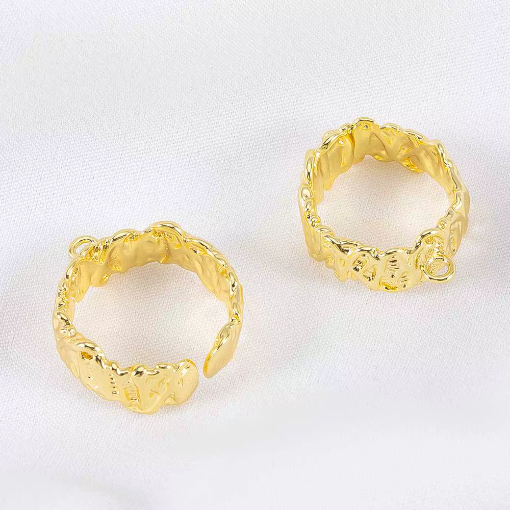2 pièces d'anneaux ouverts irréguliers plaqués or pour la fabrication de bijoux faits main, accessoi