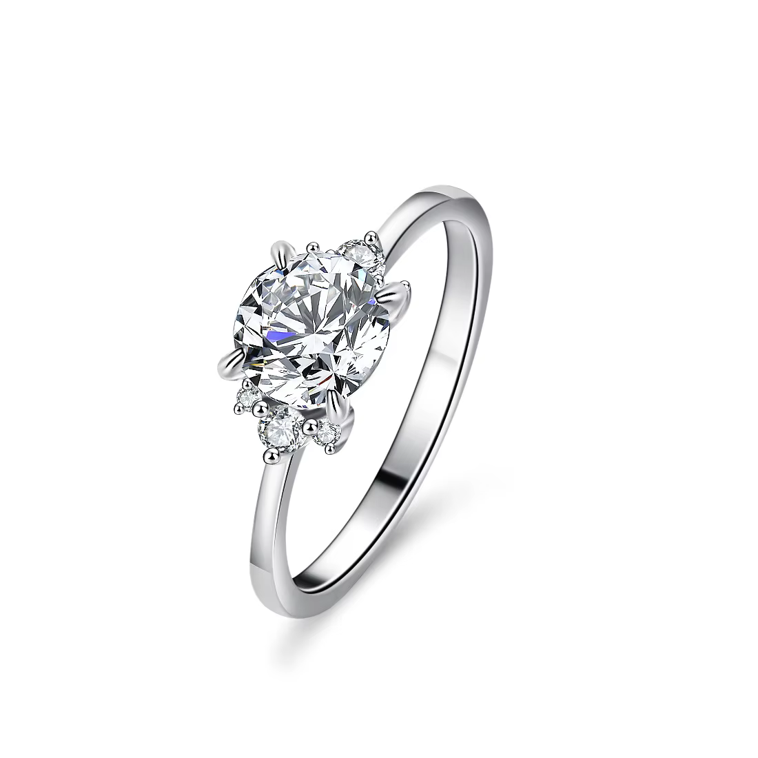 Bague en or blanc pur 18 carats, 1CT, 6.5mm, bague de fiançailles en Moissanite pour femme, bijoux d