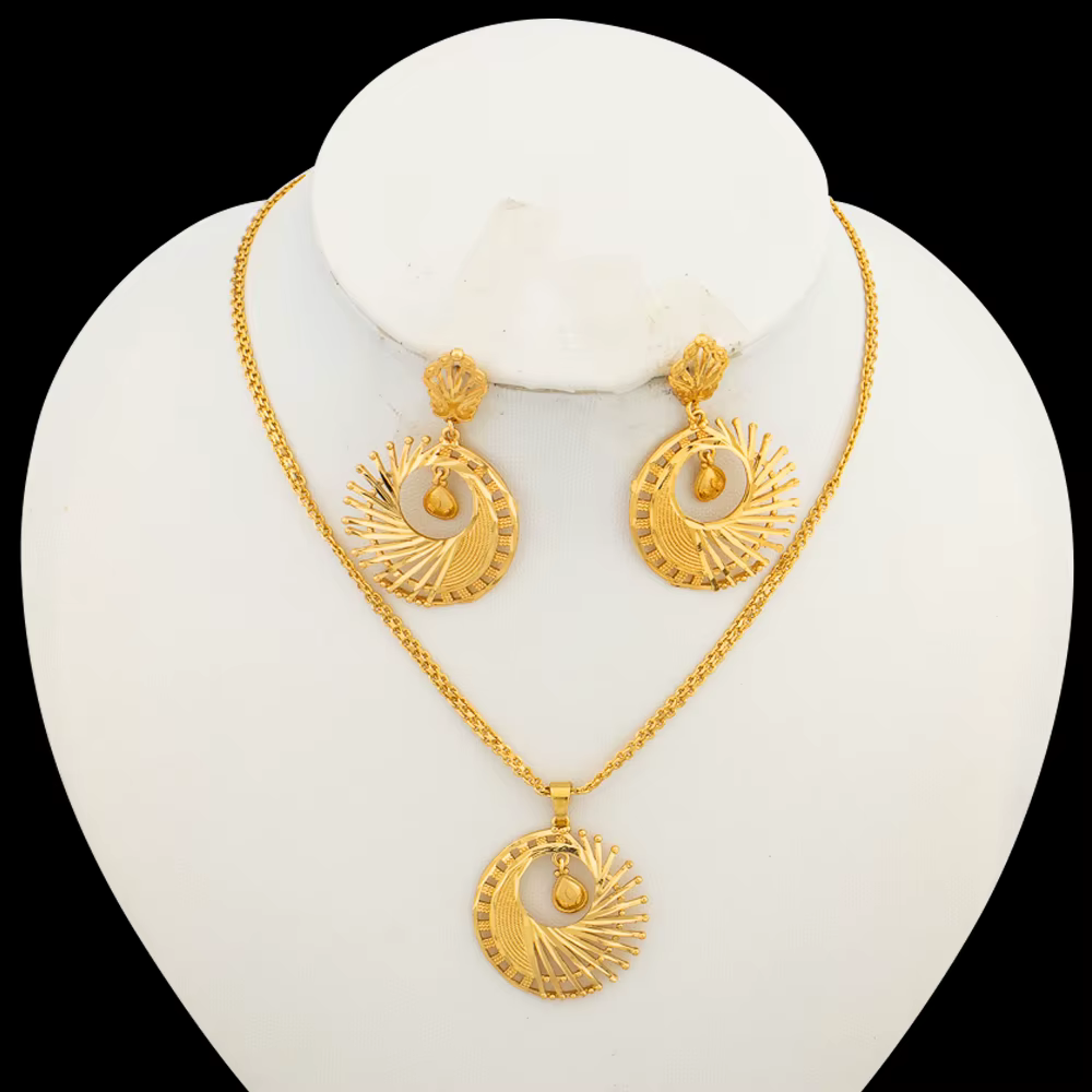 Ensemble de bijoux italiens couleur or pour femmes, pendentif et boucles d'oreilles, cadeaux de fête