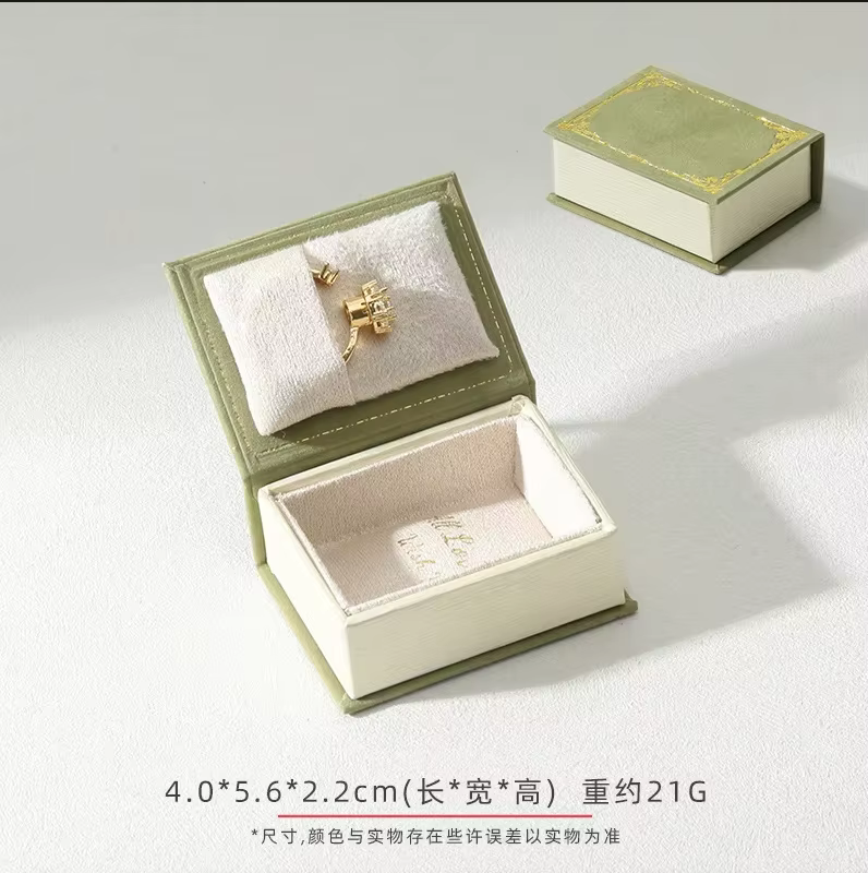 Boîte de présentation de bijoux en forme de livre, couvercle rabattable, boucles d'oreilles, bague, 