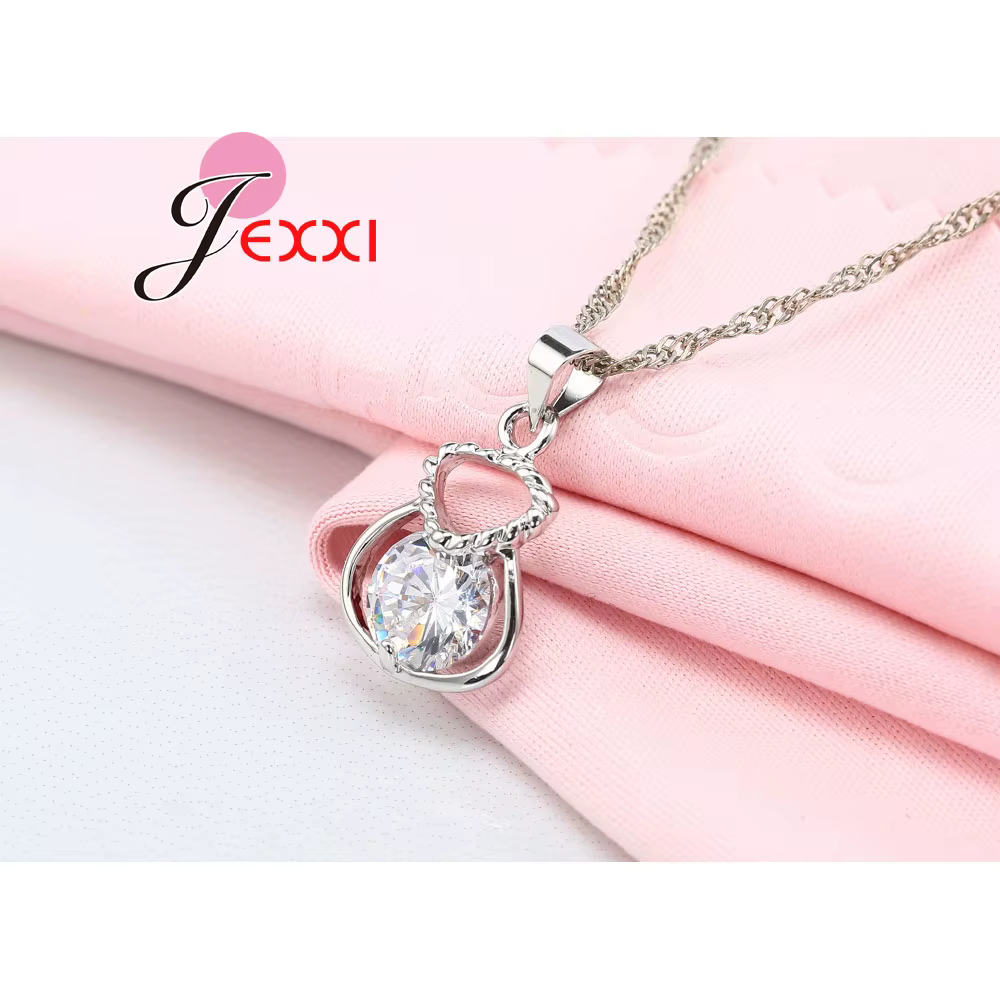 Nouveaux ensembles de bijoux couleur argent 925, comprenant collier et boucles d'oreilles en strass,