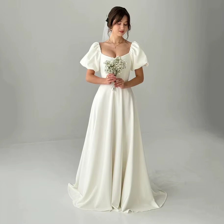 Robe digne personnalisée avec manches, robe de conte de fées, robe de mariée une ligne, robe de mari