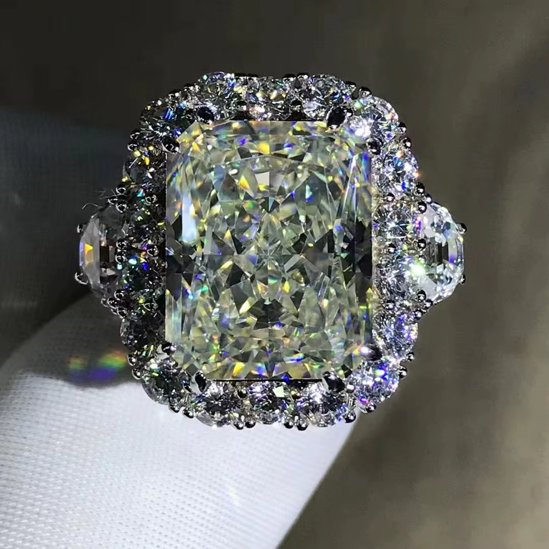 WUIHA – bague de cocktail en argent Sterling 100% 925, 10 CT, coupe radieuse, couleur G, saphir de l