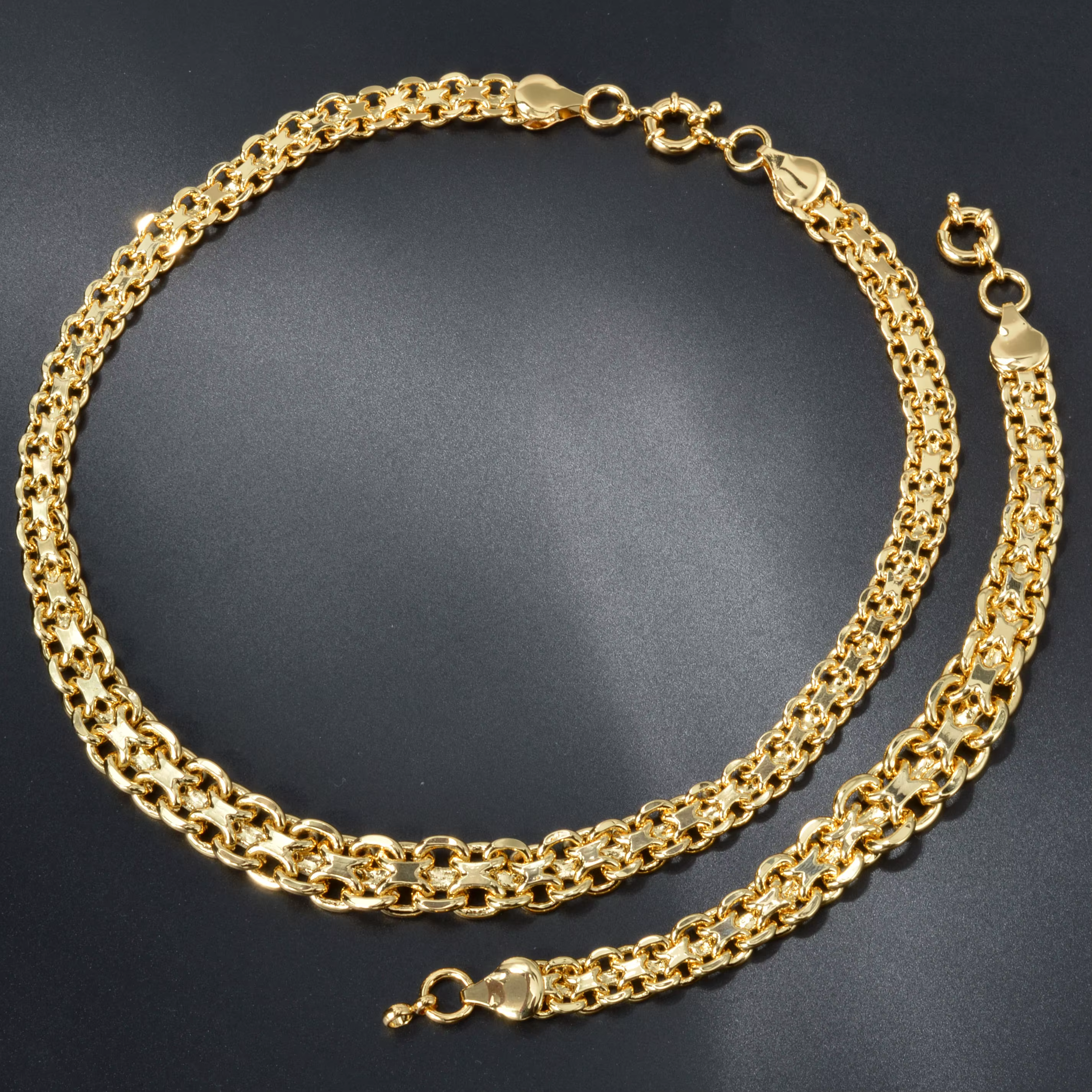 Sunny luxe 18k plaqué or géométrie collier Bracelet ensemble de bijoux pour femmes hommes dubaï cuiv