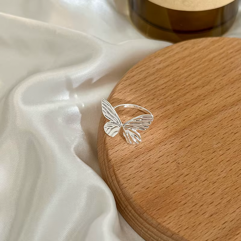 Bagues ouvertes papillon en argent Sterling 925 pour femmes, fiançailles, fête de mariage, bijoux de