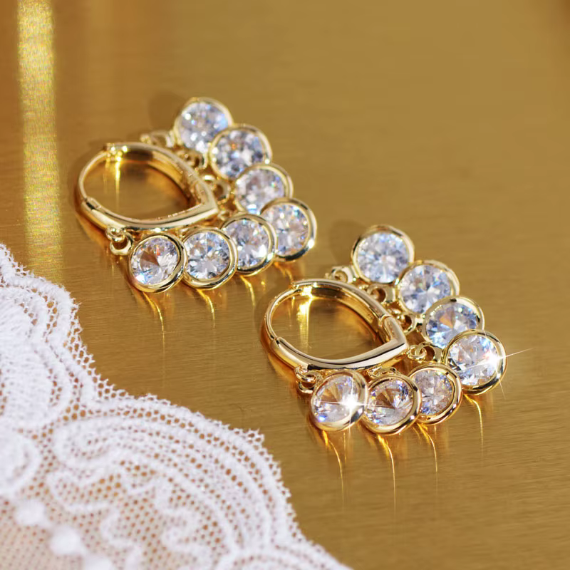JUWANG France 2022 tendance luxe atmosphère boucles d'oreilles délicat romantique Zircon Fine annive