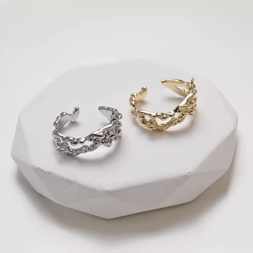 Anneau ouvert en forme de lave plaqué or 14K, 4 pièces, fournitures de fabrication de bijoux, access