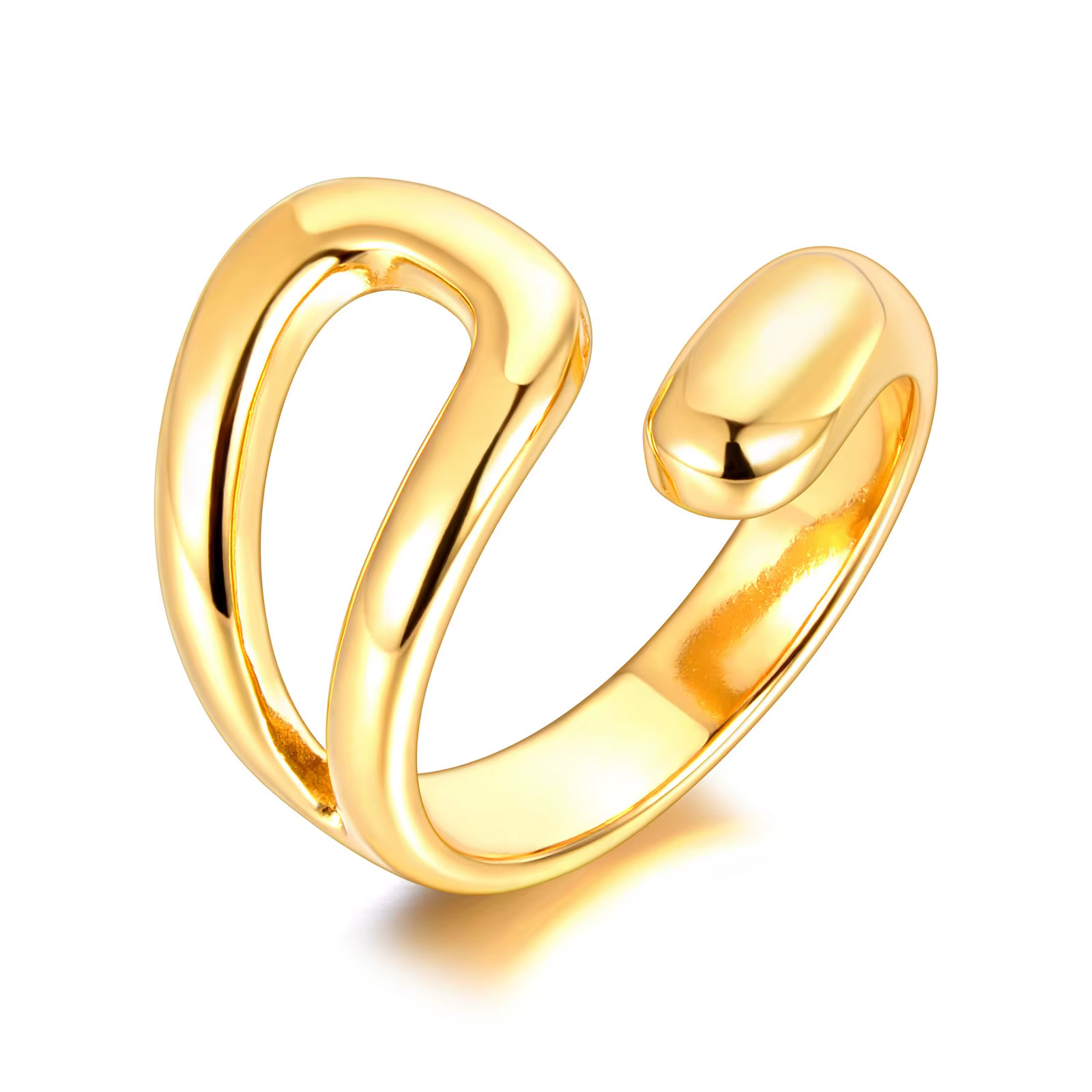 JeeMango Punk 18K Design plaqué or en acier inoxydable bague géométrique mode à la main bohême fête 