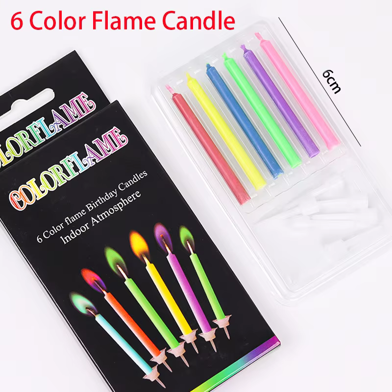 Flamme colorée à proximité pour décoration de gâteau d'anniversaire, fournitures de fête de mariage 