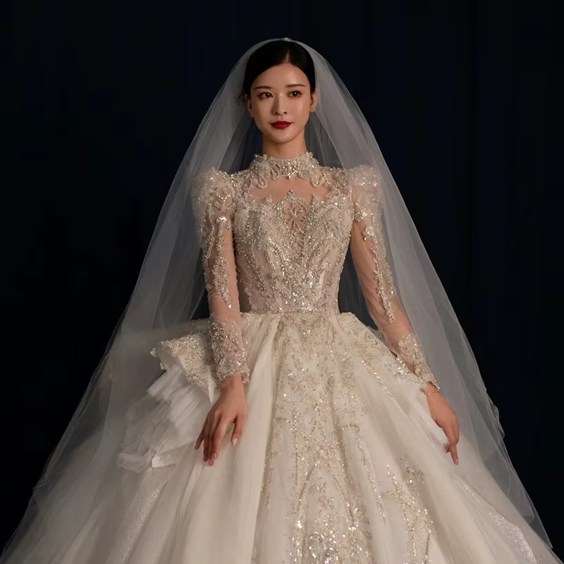 Robe de mariée française, fiançailles, mariage, haut de gamme, industrie lourde, luxueuse, Style pal