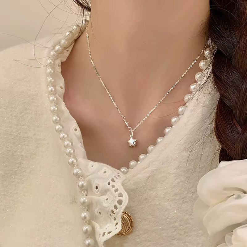 Collier étoile en argent Sterling 925 pour femmes, chaîne de clavicule étoile à cinq branches exquis