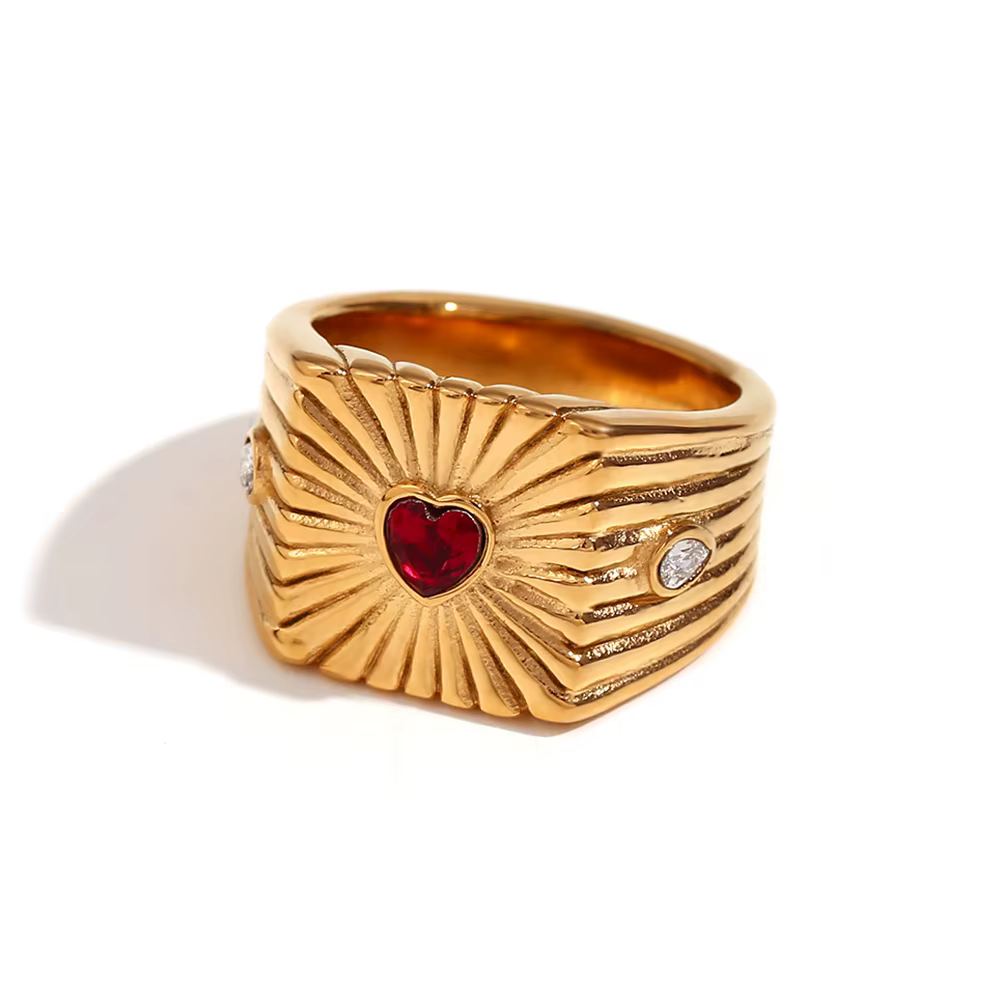 E.B.belle – bague carrée en forme de cœur, accessoires plaqués or 18 carats, hypoallergéniques, coul