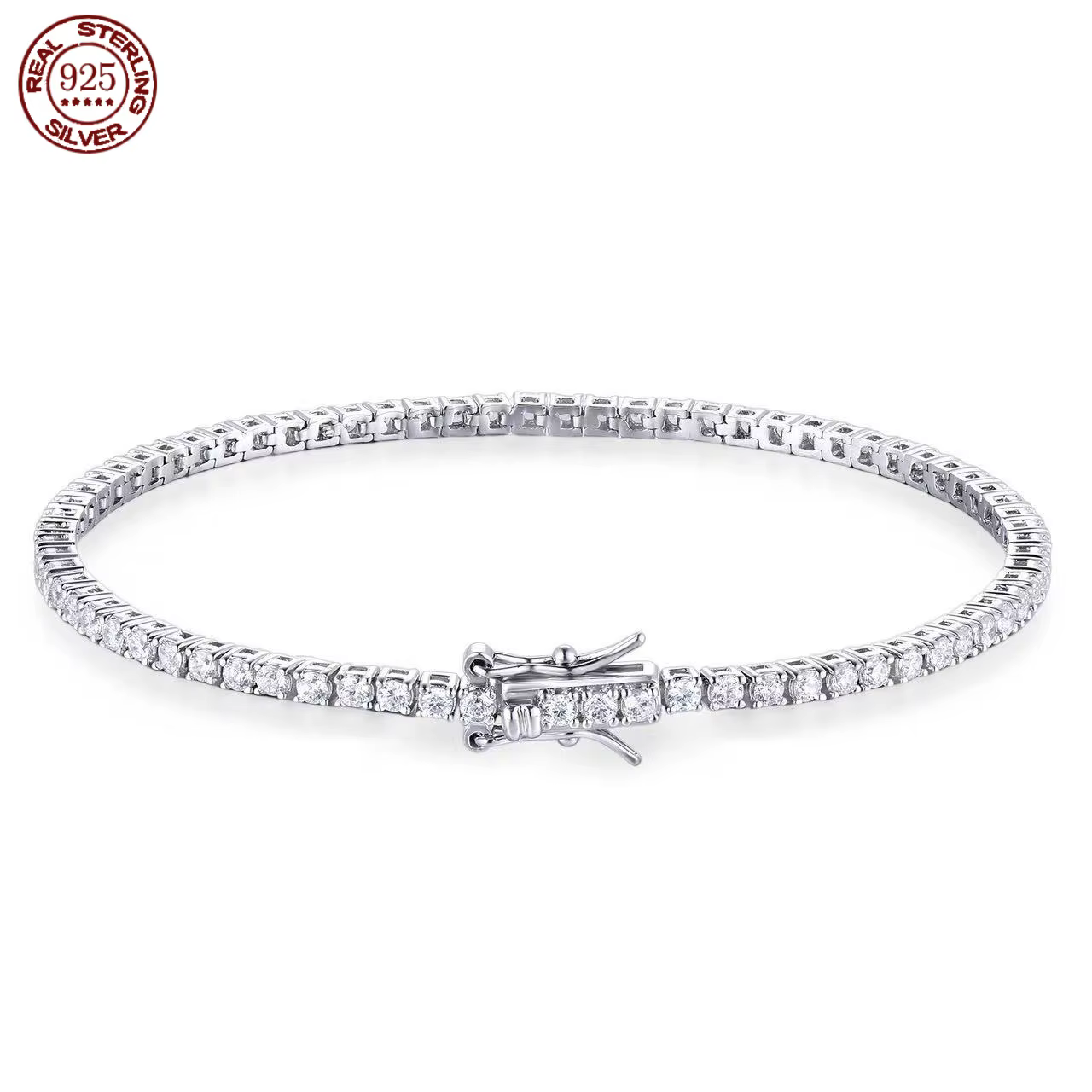 Bracelet Tennis Moissanite D VVS1 Prix Usine en Argent Sterling S925 Plaqué Or 18 carats avec Certif