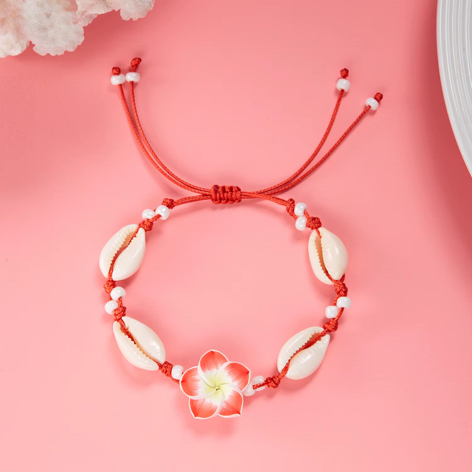 Bracelet tressé pour femme inspiré des fleurs tropicales, bijou de plage ajustable inspiré des coqui