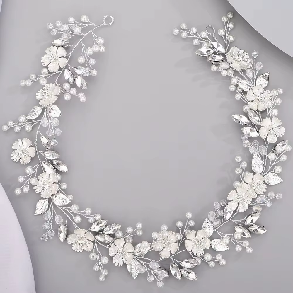 Accessoires de cheveux de mariée en perles, robes pour événements spéciaux, bandeaux à fleurs, cadea