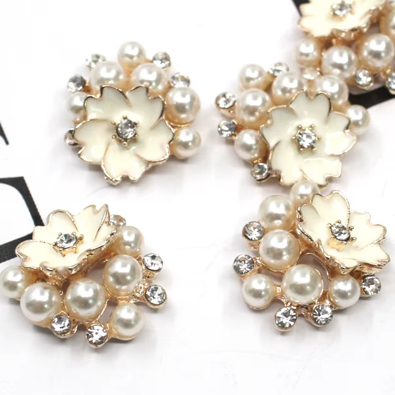 Lèvent en alliage de fleurs pour décoration de mariage, bouton de perle, accessoires de bricolage, m