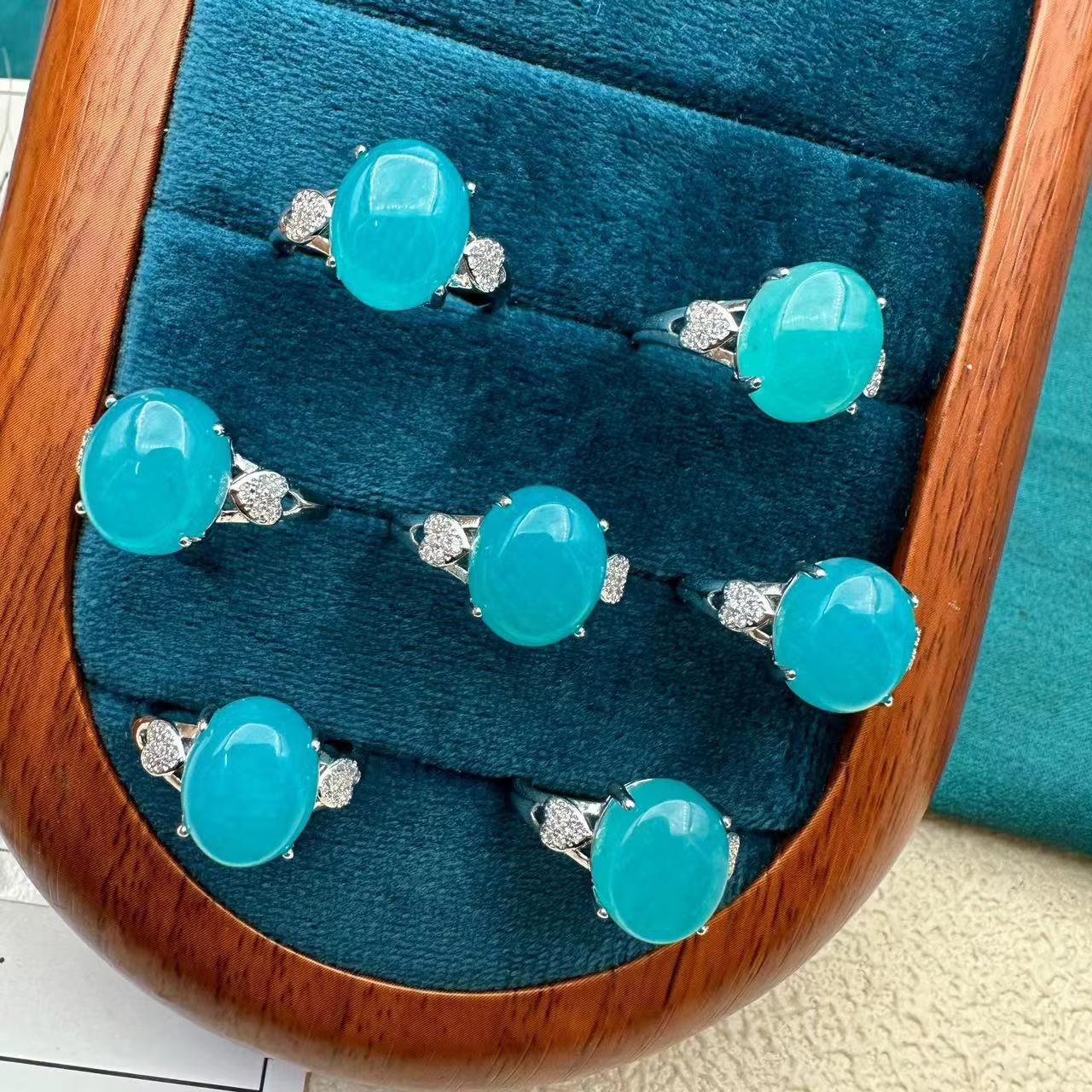 wholesale Bague en Amazonite naturelle, bijoux de bague flexibles incrustés à la mode, bague masculi