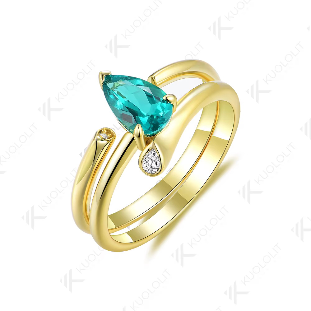 Kuololit1.0CTW Bague en diamant émeraude cultivée en laboratoire pour femme Solid18K14K10K585 Bague 