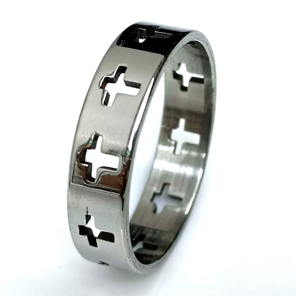 Bague en acier inoxydable avec croix pour hommes, matiques de mariage religieuses, Jésus, vente en g