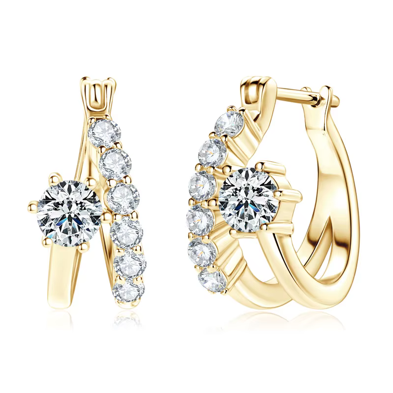 RAPRGOLD GRA certifié rond Moissanite boucles d'oreilles pour les femmes réel 925 en argent Sterling