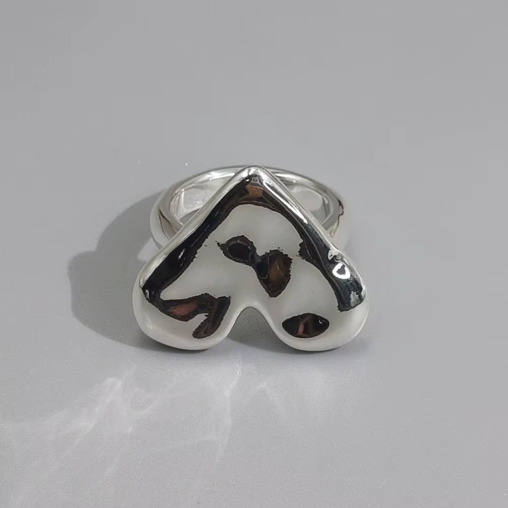 Bague en forme de cœur or et argent, élégante et raffinée, collection 2026 Espagne, accessoires de b