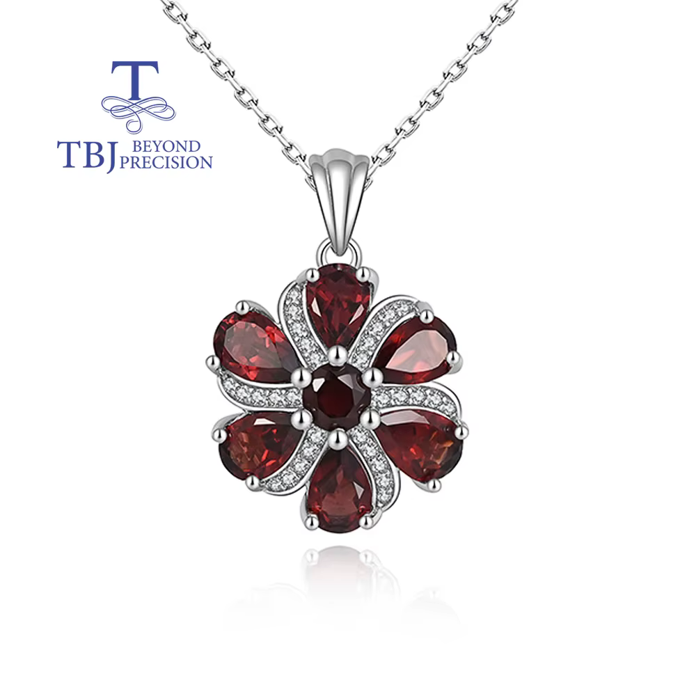 Pendentif grenat rouge naturel en argent Sterling 925, collier de pierres précieuses réelles, bijoux