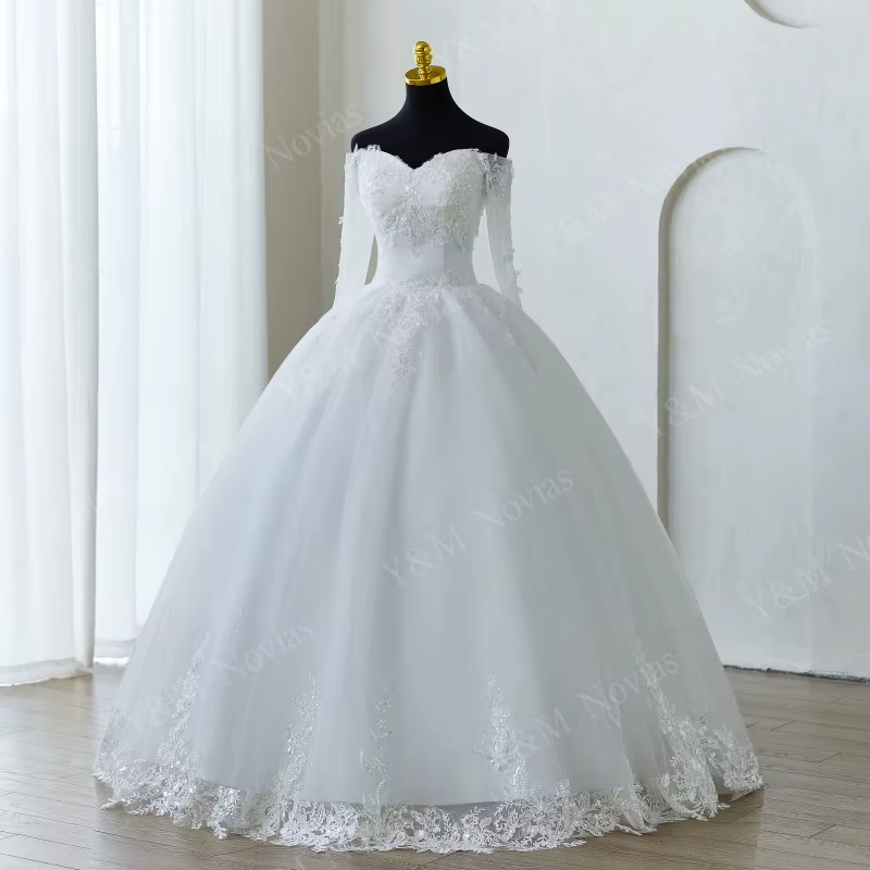 Y & M personnalisé hors de l'épaule princesse chérie robe de mariée pour les femmes longue sans manc