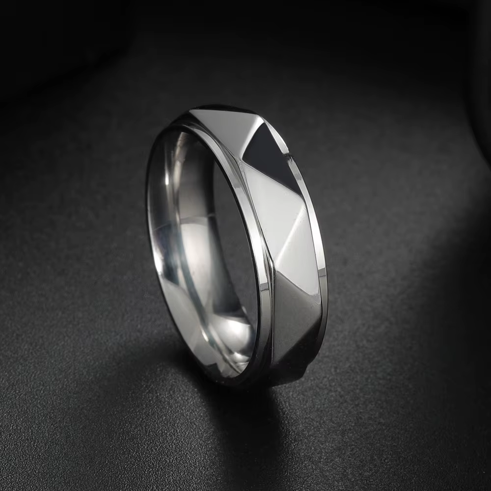 Bague de mariage géométrique à facettes de 8mm de large, Style Punk pour hommes, bijoux, accessoires