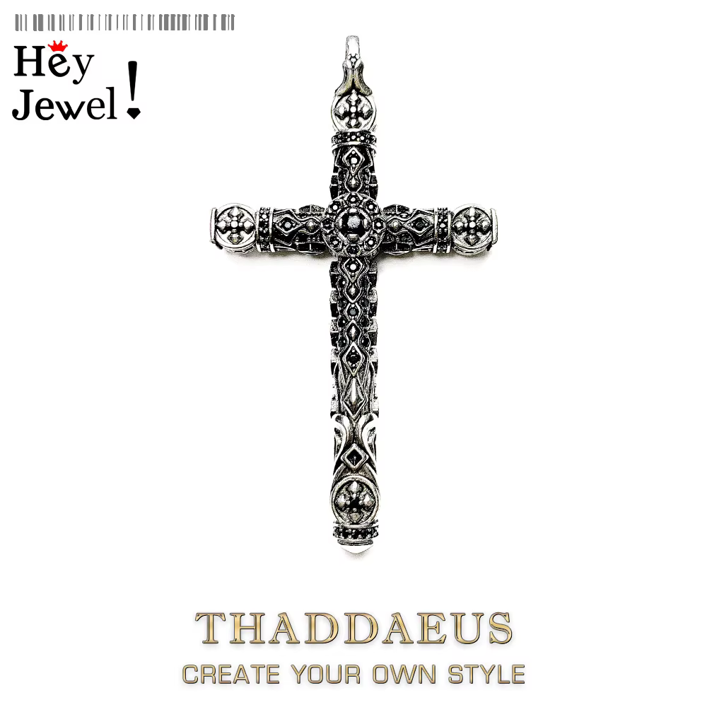 Pendentif croix richement ornée pour femme et homme, bijoux fins, accessoires en argent regardé 925,
