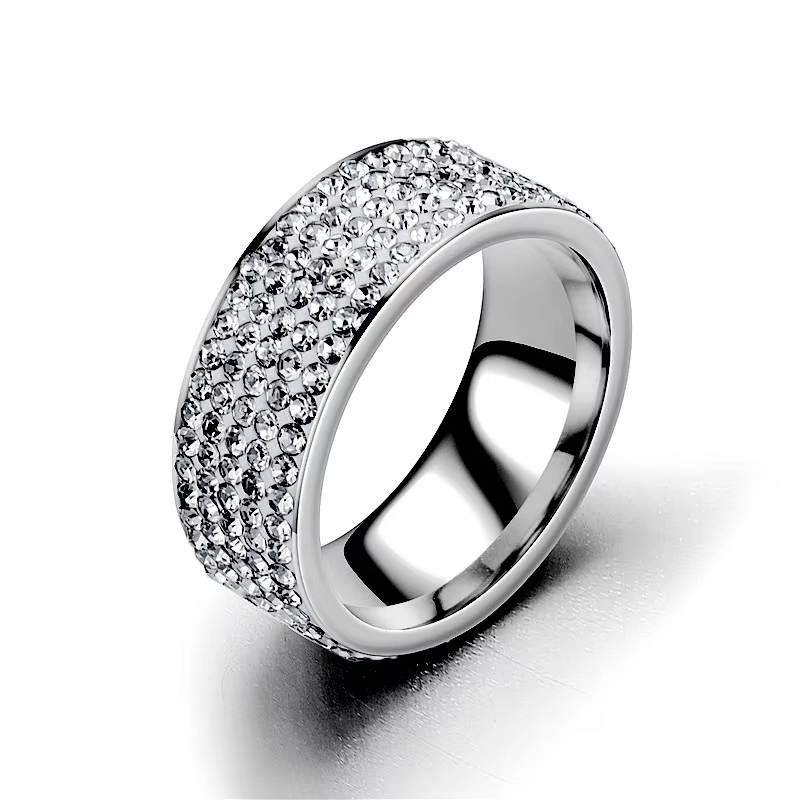 Bague de mariage de luxe en diamant pour femmes et hommes, couleur argent, en acier inoxydable, bijo