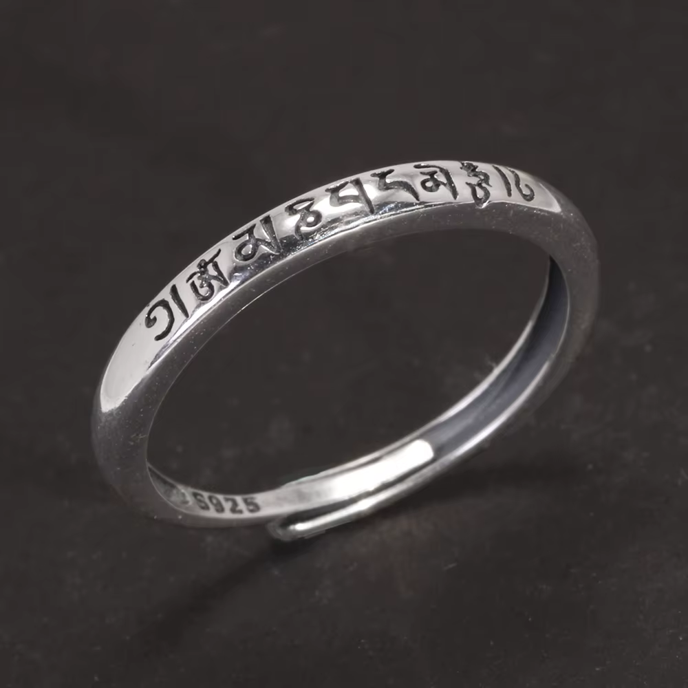Bijoux de Bouddha Tibétain en Argent Sterling 925, Anneaux de Queue pour Femmes et Hommes Amoureux, 