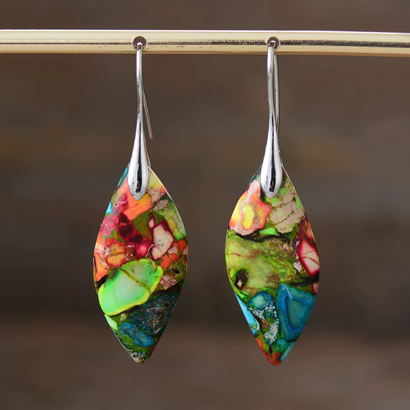 Bijoux de mode accessoires cadeaux Style bohème empereur pierre feuille pendentif boucles d'oreilles