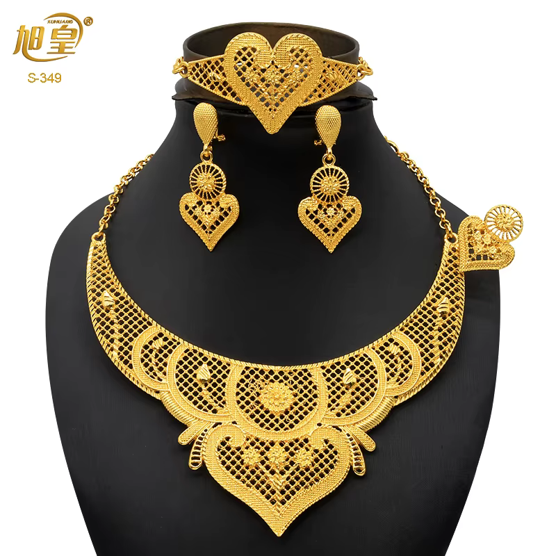 Ensemble de bijoux de mariée indienne de luxe, couleur or 24 carats, collier Design squelette de mar