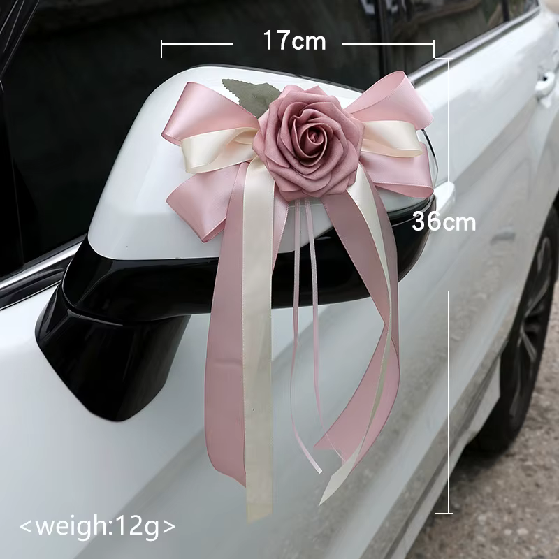 Décoration de voiture de mariage, 6 pièces/lot, poignées de porte de voiture en fleur de mariage et 