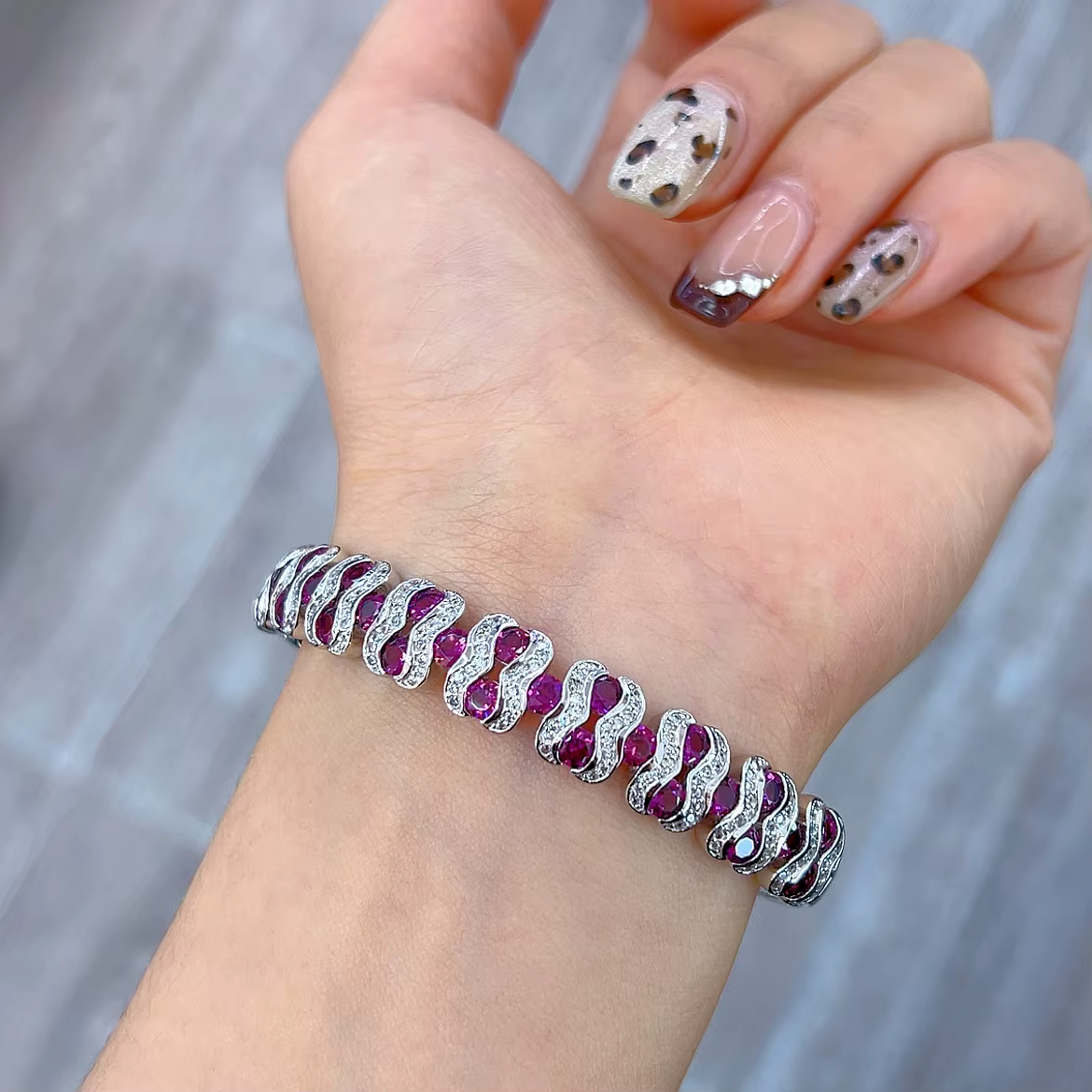 ZOCA – Bracelet en argent Sterling 925 incrusté de rubis pour femmes, bijoux fins, Support de détect