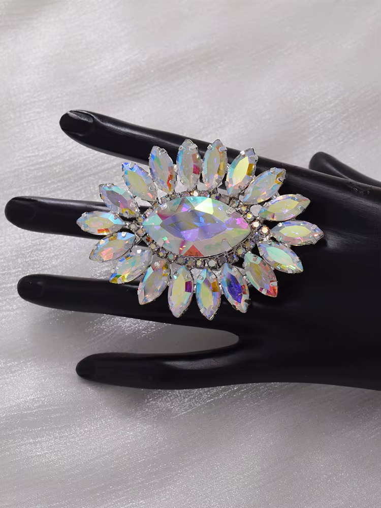 Grande Bague Ovale Ajustable de 5.2x7.3cm pour Femme, Bijoux de Spectacle de Mode, de Mariage, en Cl