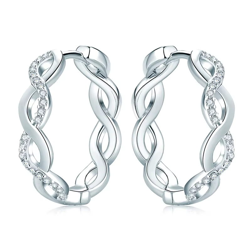 IOGOU Vintage Twisted Hoop Boucles d'oreilles Moissanite D-E 925 Argent 18K Plaqué Or Bijoux De Mari