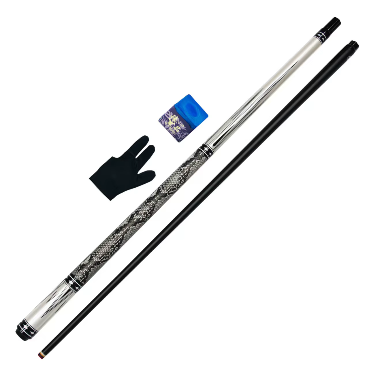 Queue de billard Viper en fibre de carbone – Joint en acier inoxydable, embout multicouche, poignée 