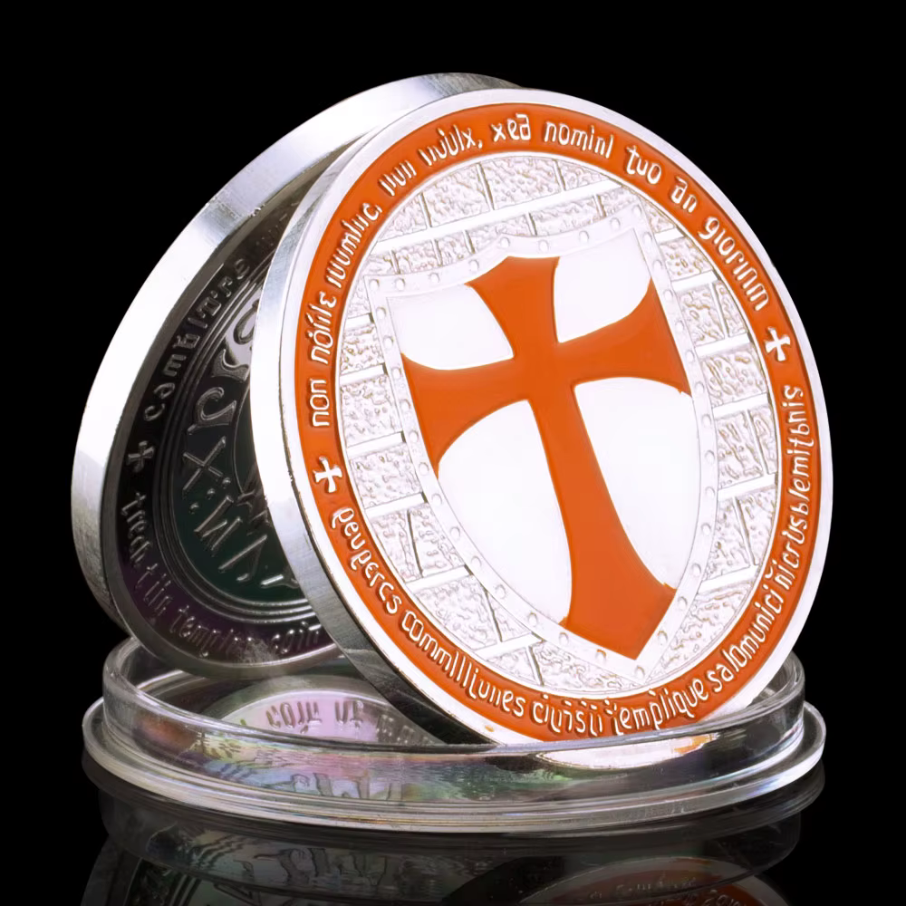 Badge de chevalier templier, pièce plaquée argent, Souvenir de collection, cadeau, pièce commémorati