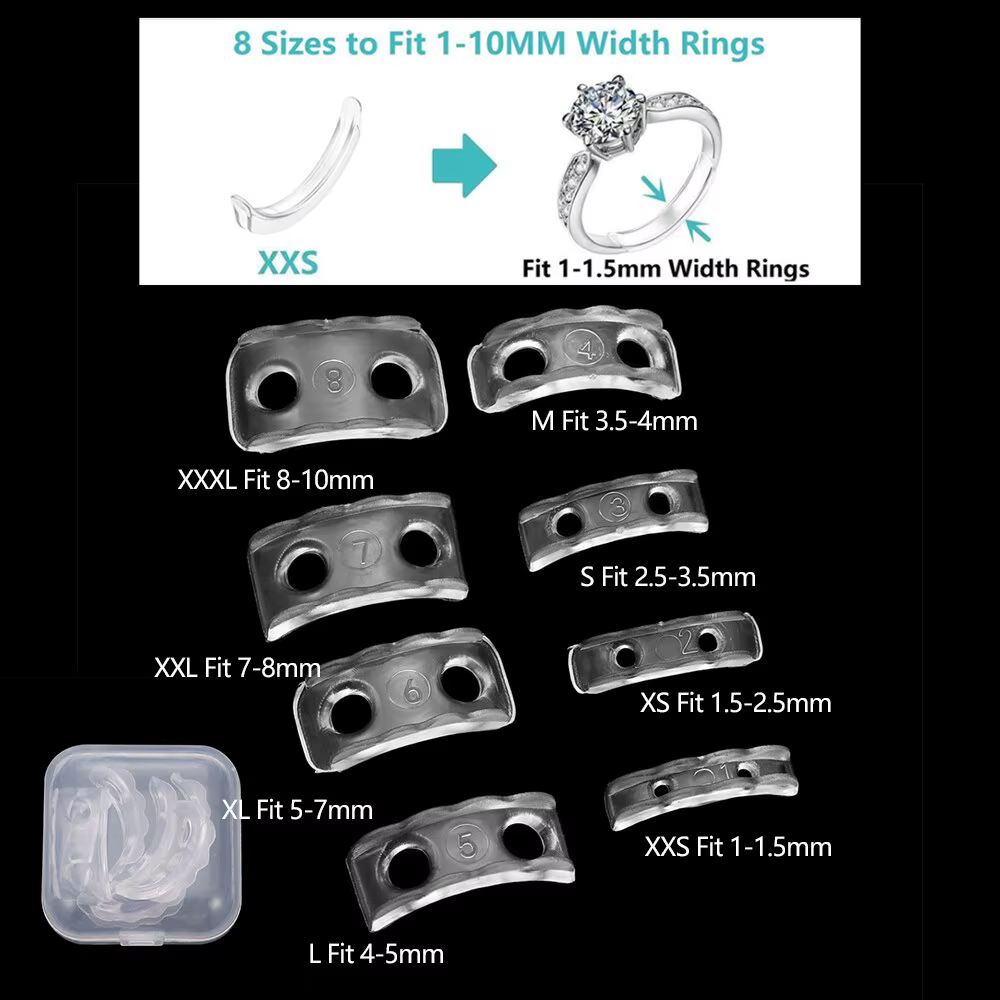 8 taille/taille de la boucle de boîte invisible transparent silicone transparent régulateur lâche ta