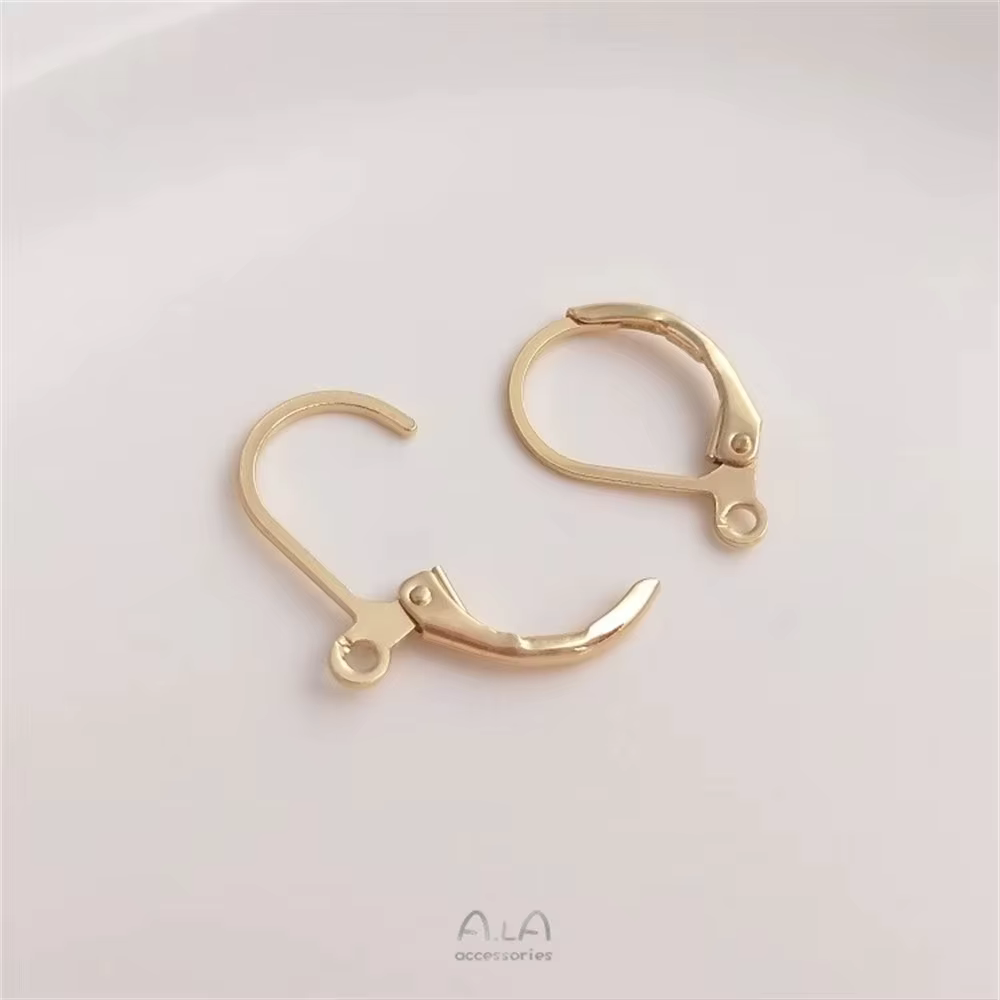 Boucle d'oreille plaquée or 14 carats, boucle d'oreille à rebond, crochet d'oreille français avec fa
