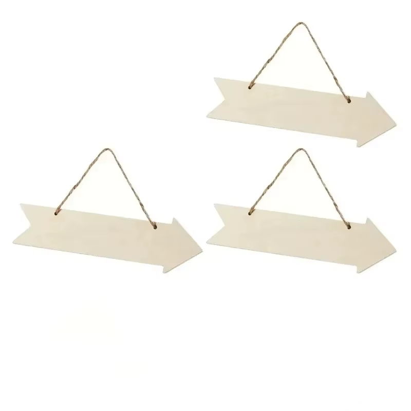 Plaques en bois en forme de flèche de haute qualité (3/6 pièces), non finies, pour décoration murale